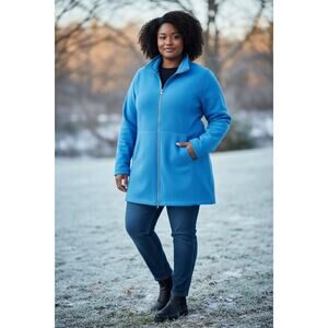 Chico’s Zenergy Seam Detail Knit Jacket Size 4 US XXL Shoreside Blue Cotton NWT